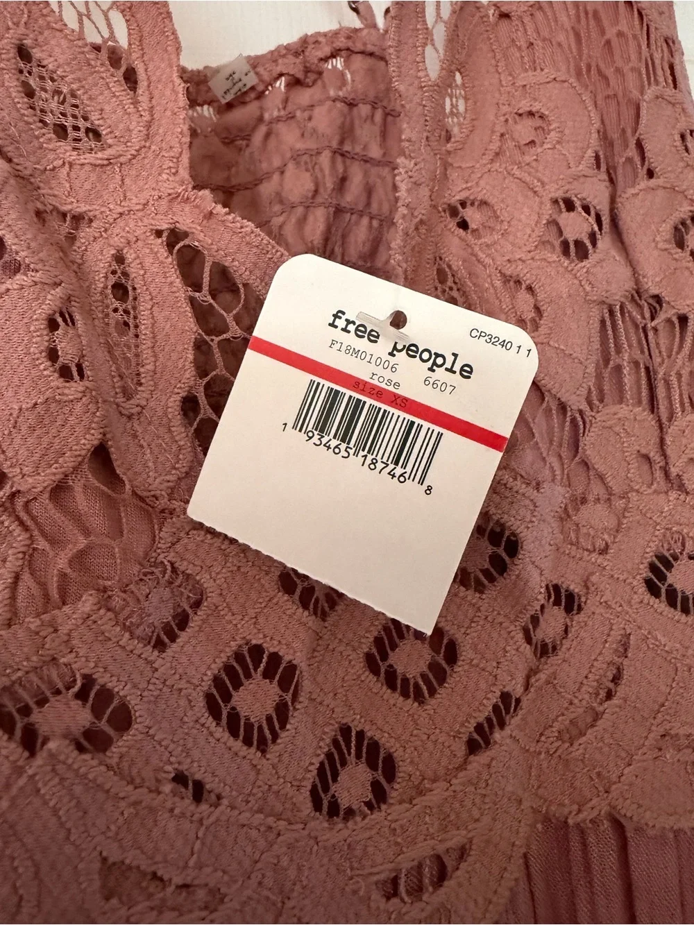 NWT Free People Dusty Rose Crochet Lace Mini Dress